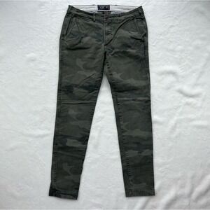 Abercrombie & Fitch Pants Mens 32x34 Green Camo Felix Super Slim Stretch Chinos